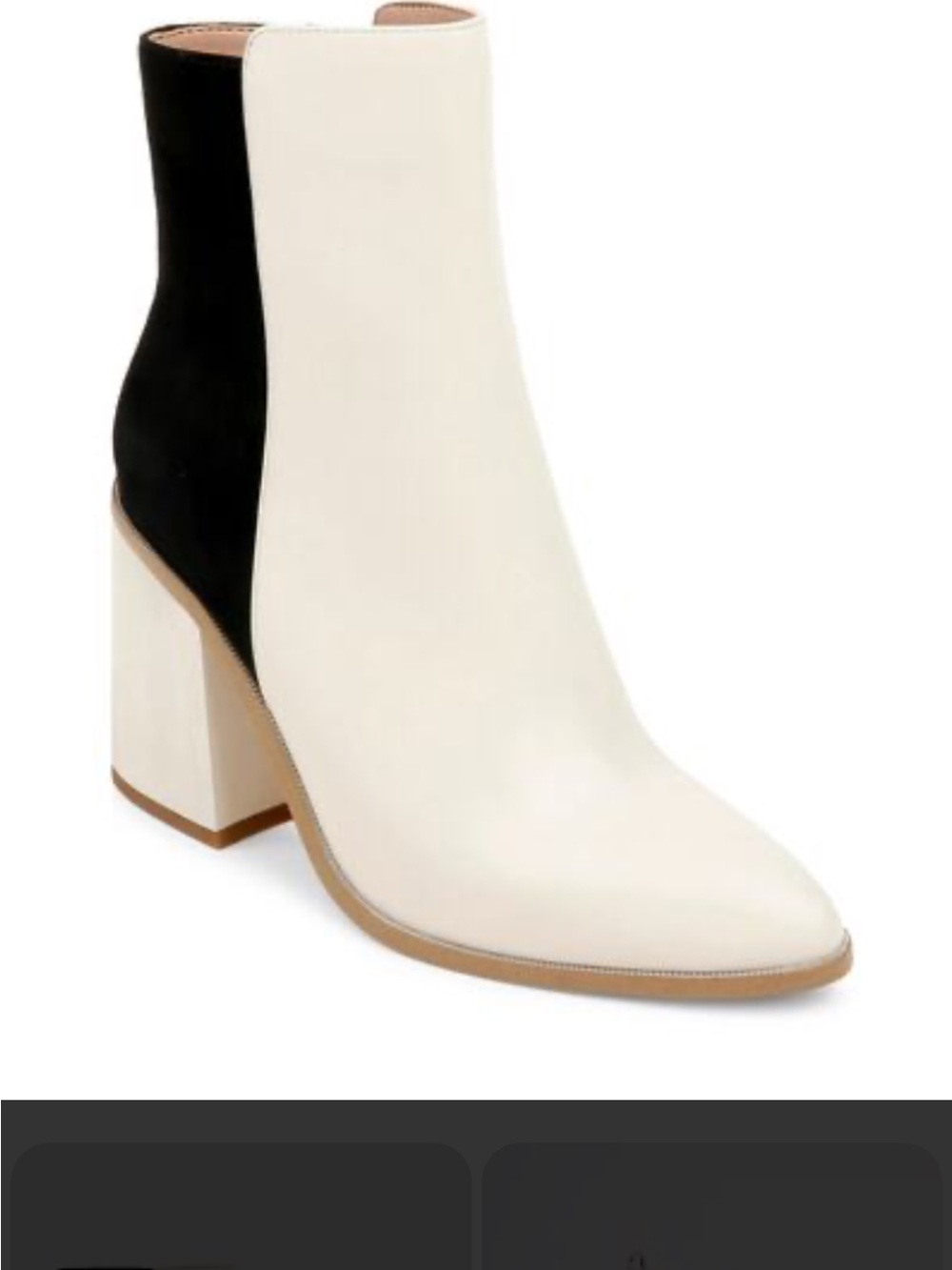 ZAC Zac Posen Two-Tone White and Black Block Heel Ankle Boot